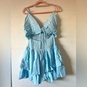 Blue Eyelet Mini Dress Size XL